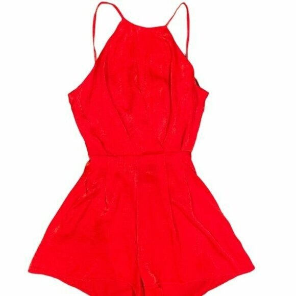 Zara  Red Jumpsuite Sleeveless Spaghetti Straps Tie Back Romper Medium - Picture 1 of 16
